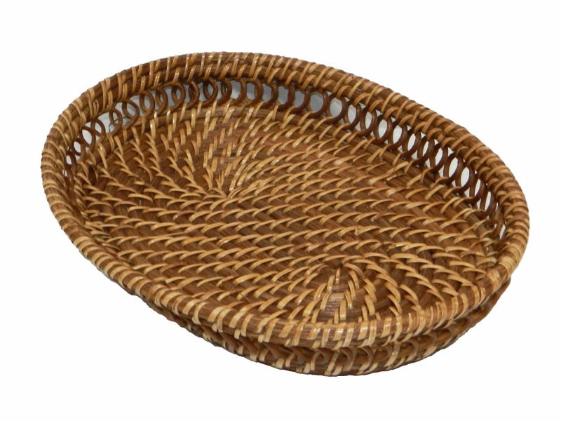 Exquisite Rattan Oval Bread Basket - Handwoven Open Weave Serving Tray